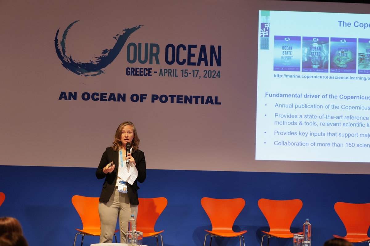 Highlights from @OurOceanGreece
 
Our side event focused on the key role of ocean reporting in understanding the ocean-climate nexus🌊
 
We stressed the importance of scientifically verified digital services for ocean, climate, &amp; biodiversity research