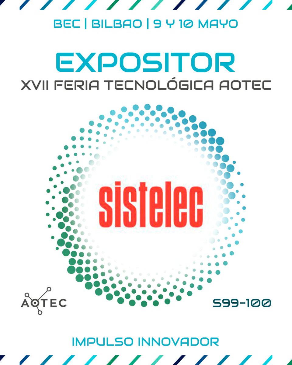 aotec_es's tweet image. #Sistelec es uno de los expositores de nuestra Feria Aotec 2024.

Son una empresa líder en soluciones tecnológicas innovadoras, comprometida con el éxito de sus clientes al proporcionarles herramientas para mantenerse competitivos en un mundo en constante cambio.