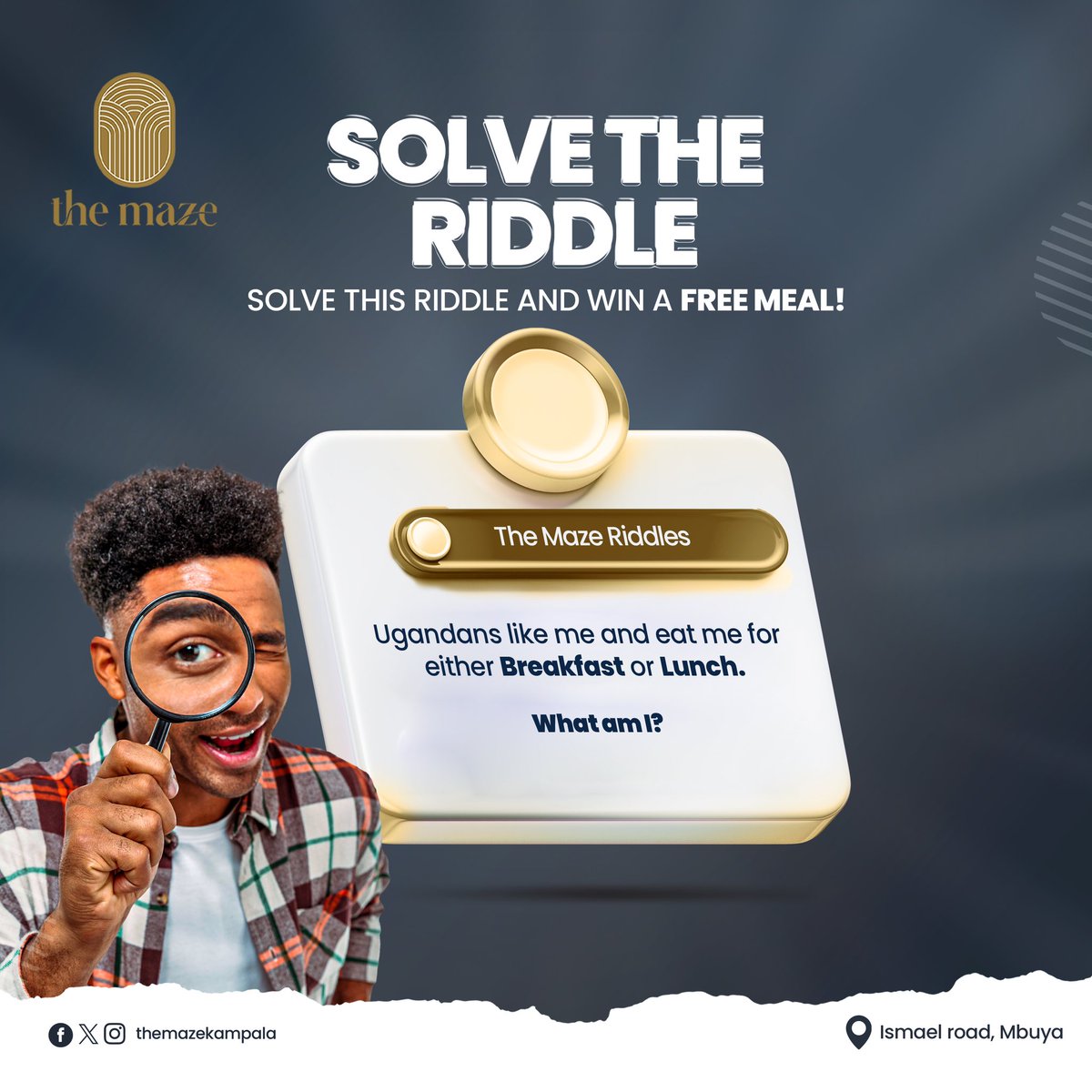 Solve this riddle and win a FREE meal! 🕵🏾‍♀️ T&Cs apply. #MazeRiddles