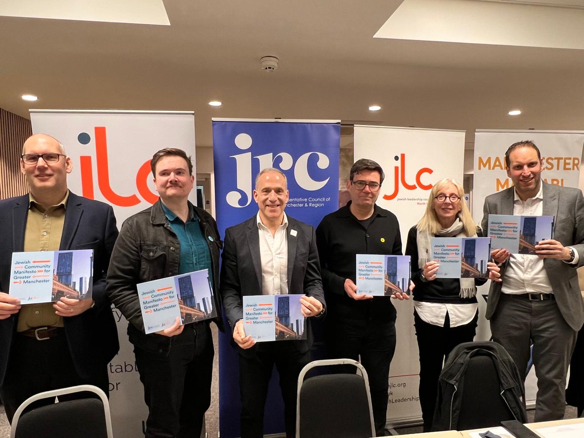 The Jewish Representative Council of Greater Manchester and Region and the Jewish Leadership Council hosted Hustings ahead of the Greater Manchester Metro Mayoral Election on the 2nd May. We were joined by: ➡️ Jake Austin - Liberal Democrat ➡️ Dan Barker - Reform ➡️ Andy