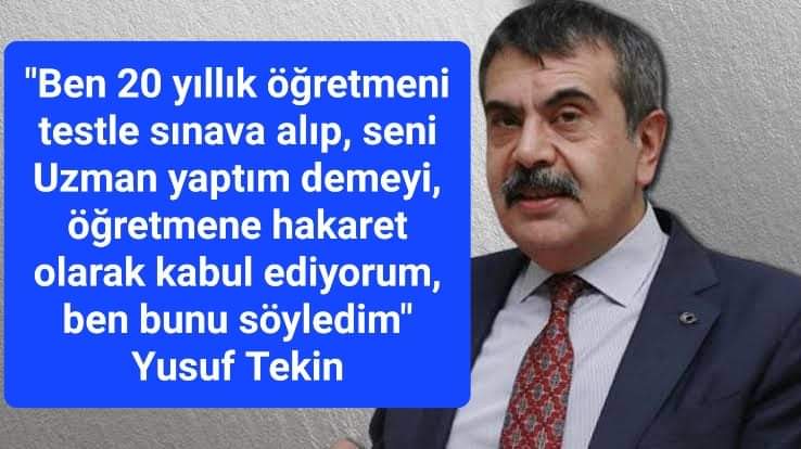 BAKAN SÖZÜNÜ TUTMUYOR! Bakan Tekin EYLÜL 2023'te 'En az 10 yıllık bir öğretmenin bir test sınavı ile değerlendirilmesini doğru bulmuyorum.O yüzden bu konuda hazırladığımız bir formülü ÖNÜMÜZDEKİ HAFTA sizlerle paylaşacağız'demişti.NİSAN 2024'teyiz,hala FORMÜL BEKLİYORUZ! #YeniÖMK