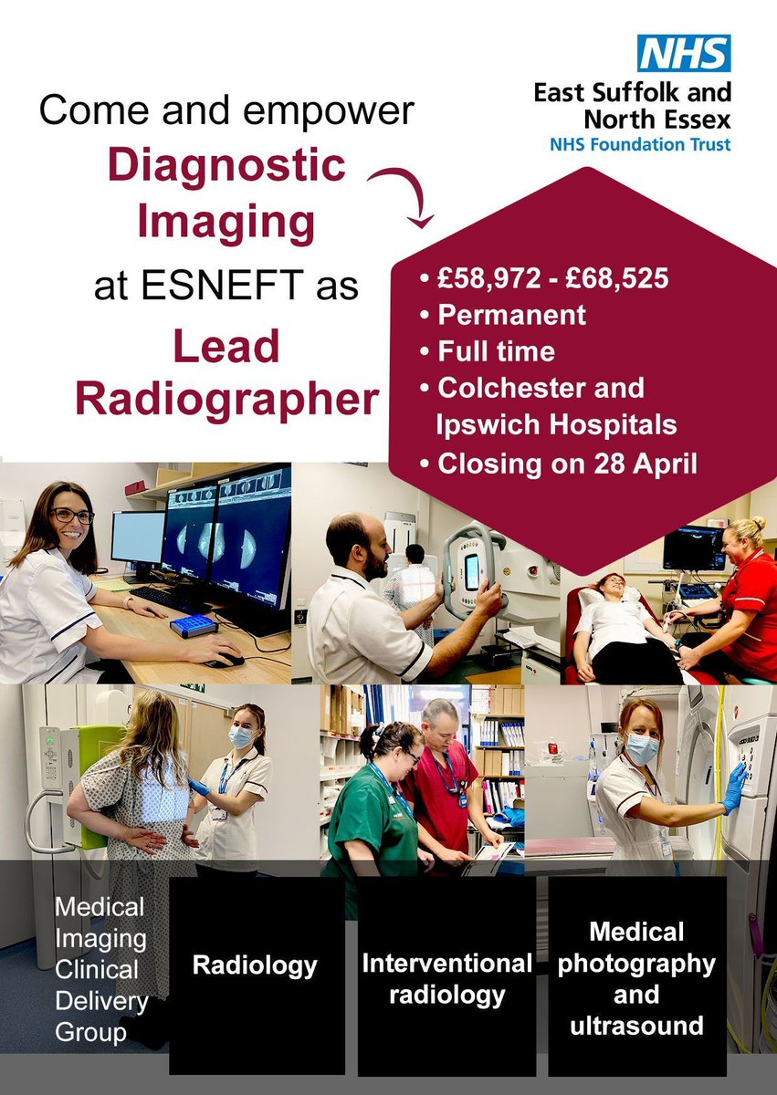 Looking for a new management role in #DiagnosticImaging, where you will have the chance to make a real difference to our #MedicalImaging teams? 

👉 Apply here: buff.ly/4aLxz0y 

#Radiography #XRay #RadiographyJobs #NHS #NHSJobs #Hospital #Radiographer @The_HCPC