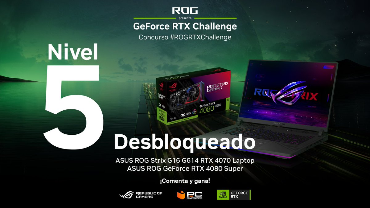 NVIDIAGeForceES's tweet image. ¡HABÉIS LOGRADO EL NIVEL MÁS ALTO DE HYPE! 📈 

Nivel 5 desbloqueado: Una ROG RTX 4080 Super y un portátil G16 G614JIR con RTX 4070 se añaden a la lista de premios.

Responde con #ROGRTXChallenge para tener la oportunidad de llevarte uno de estos fantásticos premios.