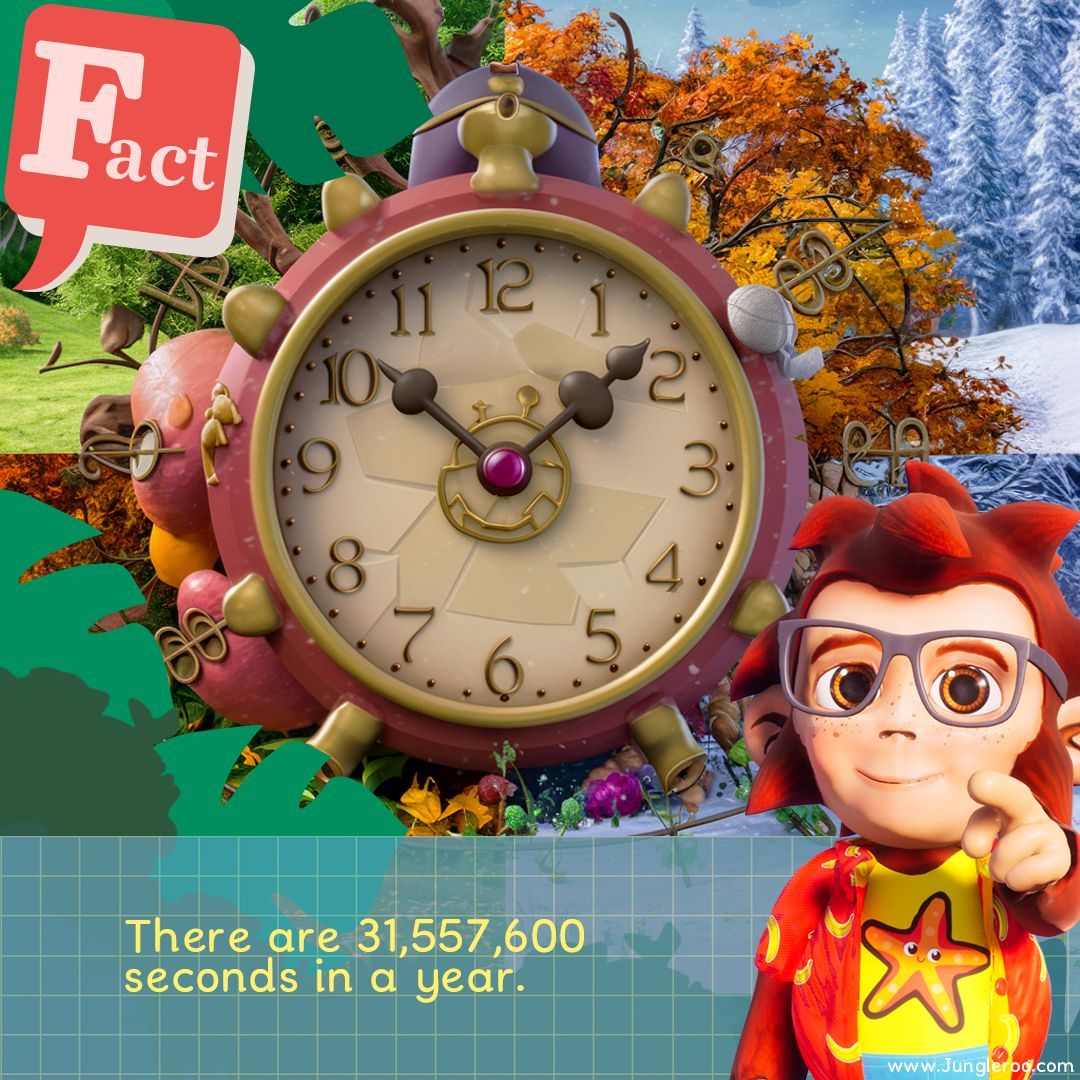 Friday Facts with Roo! #Jungleroo #FactoftheDay #fact #instagram #education #teaching #monkey #seasons #time #clock #minutes #hours #seconds #world #Youtube #animation #disney #pixar