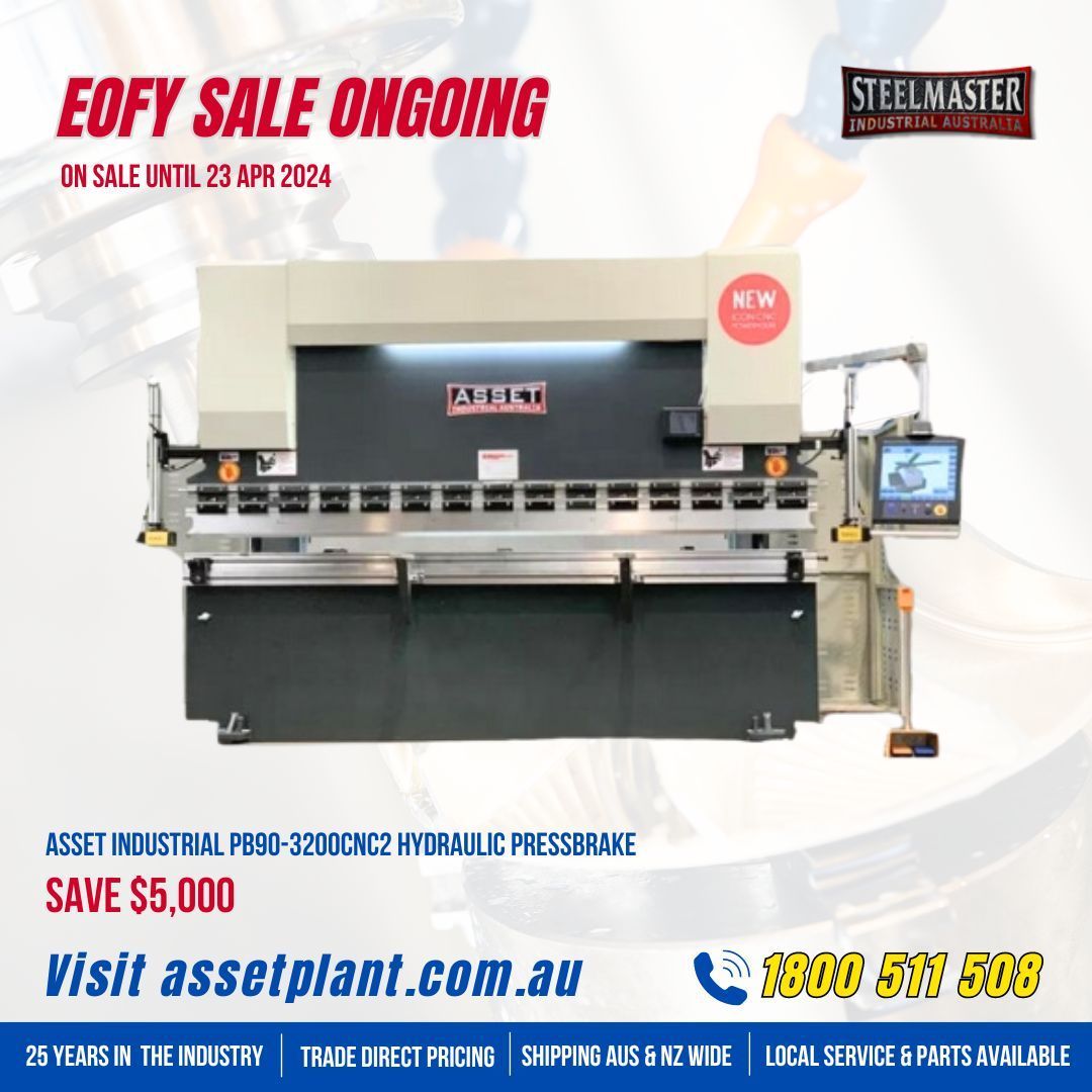 Our new ASSET Industrial Pressbrake now offers purchases a new machine, with all modern
day features at a price that you would expect to pay for a used machine.

Visit assetplant.com.au/on-sale-produc… for more hot deals or call us on 1800 511 508.

#metalworking #steelmaster