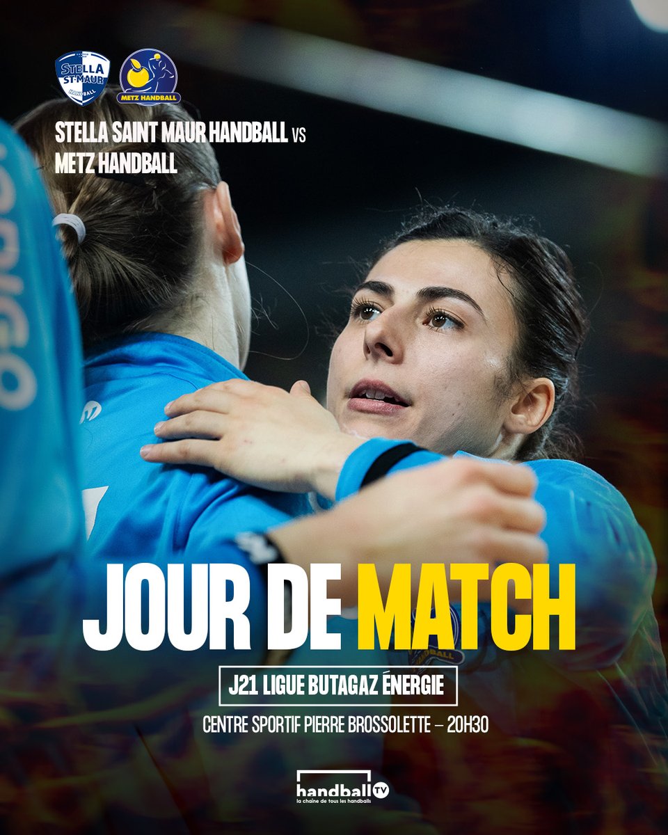 𝗝𝗢𝗨𝗥 𝗗𝗘 𝗠𝗔𝗧𝗖𝗛 🆚 @STELLA_HANDBALL ⌚ 20H30 🏟 Centre Sportif Pierre Brossolette 🏆 J2️⃣1️⃣ @LFH_Officiel 📺 En direct sur Handball TV 📈 Live score LFH #ENSEMBLE 🟡🔵