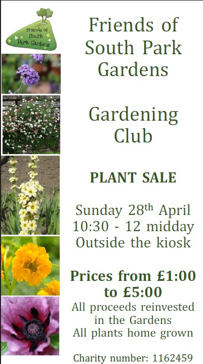 Our Gardening Club will be holding a plant sale near the kiosk on Sunday 28th April 2024 at 10.30am. This is always a popular event so arrive early to avoid disappointment!