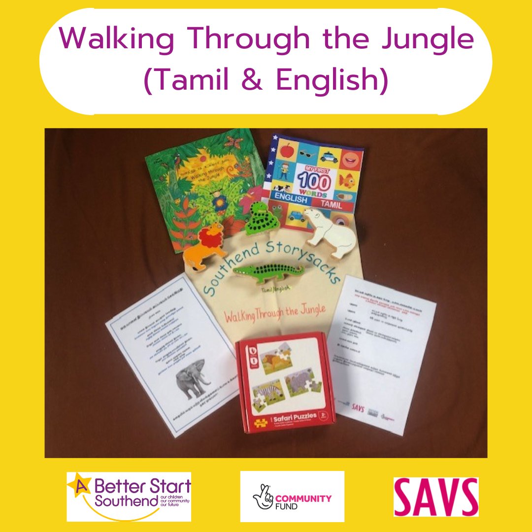 Southend Storysacks are free storytelling & activity packs families can borrow for up to 3 weeks. Dual Language sacks now in 13 languages - Spanish, Tamil and Ukrainian recently added! All options available at ow.ly/Zf1G50RiWAg. #ABetterStartSouthend @savs_southend