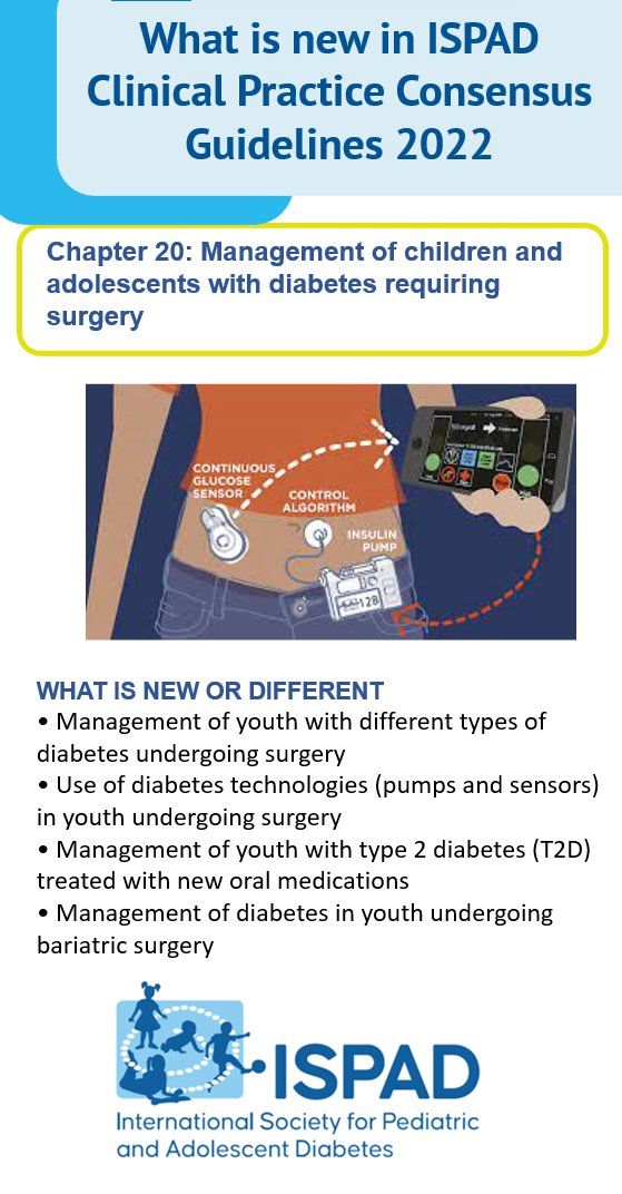 Check out new recommendations on #ISPADGuidelines2022 Chapter 20 'Management of children & adolescents with diabetes requiring surgery' on use of technologies such as pumps and sensors in children and youths undergoing surgery. loom.ly/LTOPhFA #ISPAD #Insulin #CGM