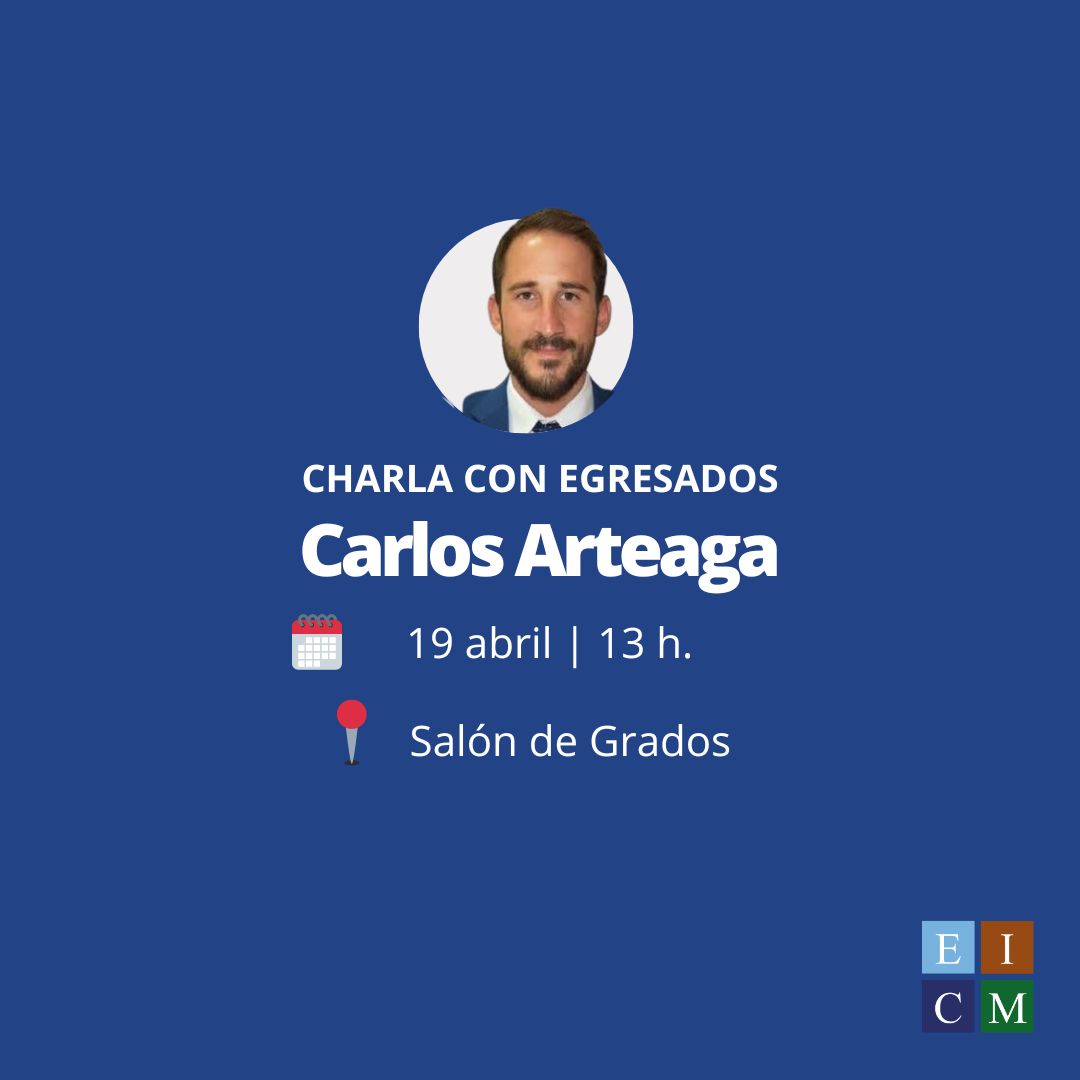 📣Os esperamos hoy, a las 13 h., en el Salón de Grados para la charla del egresado Carlos Arteaga, Project Manager en <a href="/HidrocontaSA/">Hidroconta</a>
¡No te la pierdas! //CC
<a href="/DelegacionEICM/">Delegación EICM</a>

#CaminosyMinas #universidad #Cratagena #egresados
<a href="/UPCToficial/">Universidad Politécnica de Cartagena | UPCT</a>