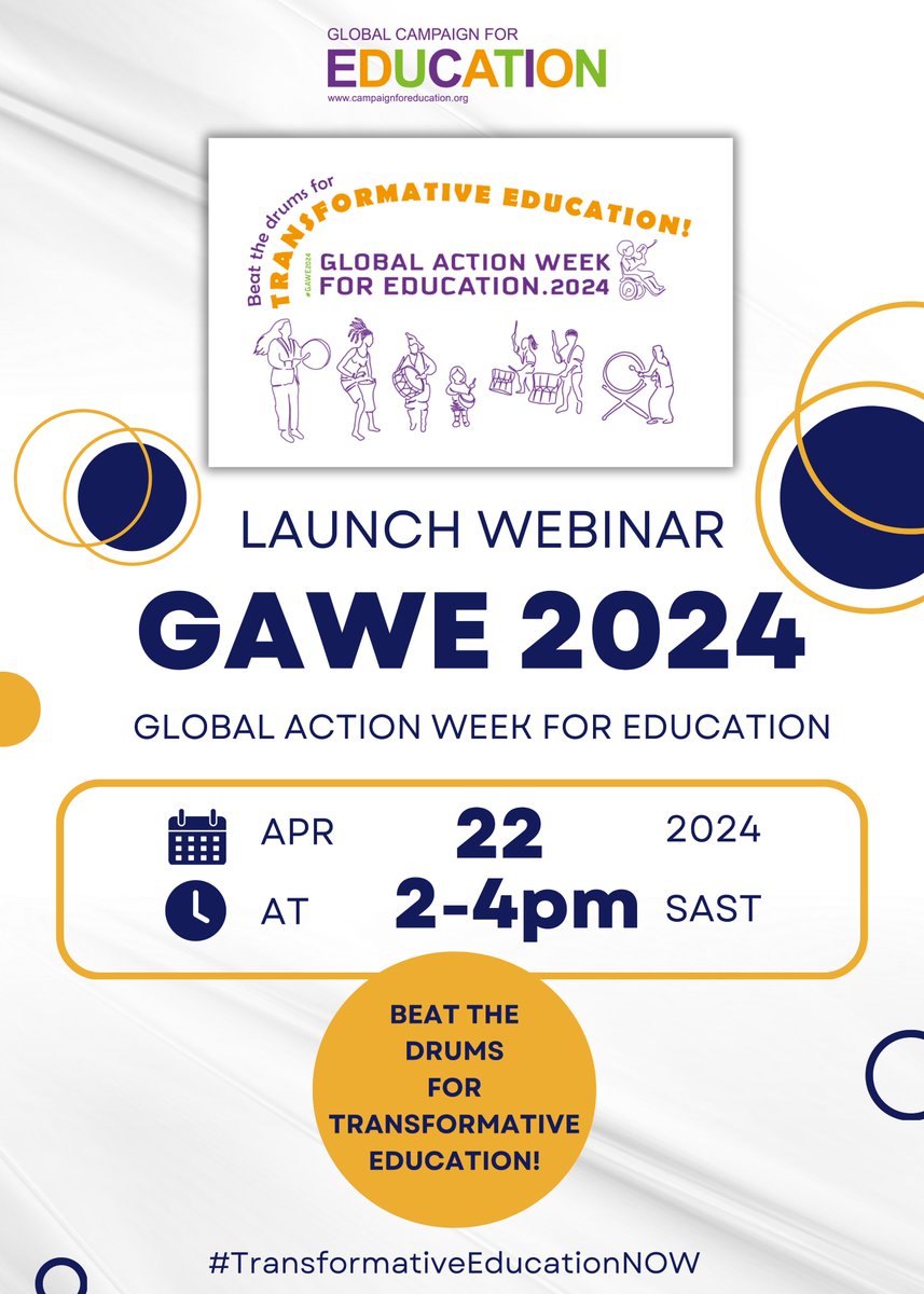 globaleducation's tweet photo. Webinar Launch of GAWE 2024 on April 22, 2:00-4:00 PM South Africa
Register
https://t.co/fWnJiEctyY
Webinar on Tax Justice in the Arab Region and Updates on the UN Tax Convention, April 24, 2:00 PM SAST
Register
https://t.co/fymUudLmsH
Arabic, English, French, Portuguese, Spanish https://t.co/C8P6c3cVbj