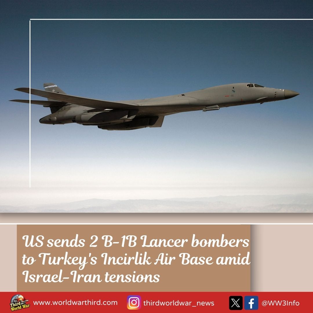 #WW3: 2 #USAirForce #B1BLancer bombers arrive at #Turkey's Incirlik Air Base. Last month, US deployed 4 lancers in #Spain given #GulfTensions. Although US claims recent deployment unrelated to #IsraelIranTensions, it appears to send a different message with its sudden landings.