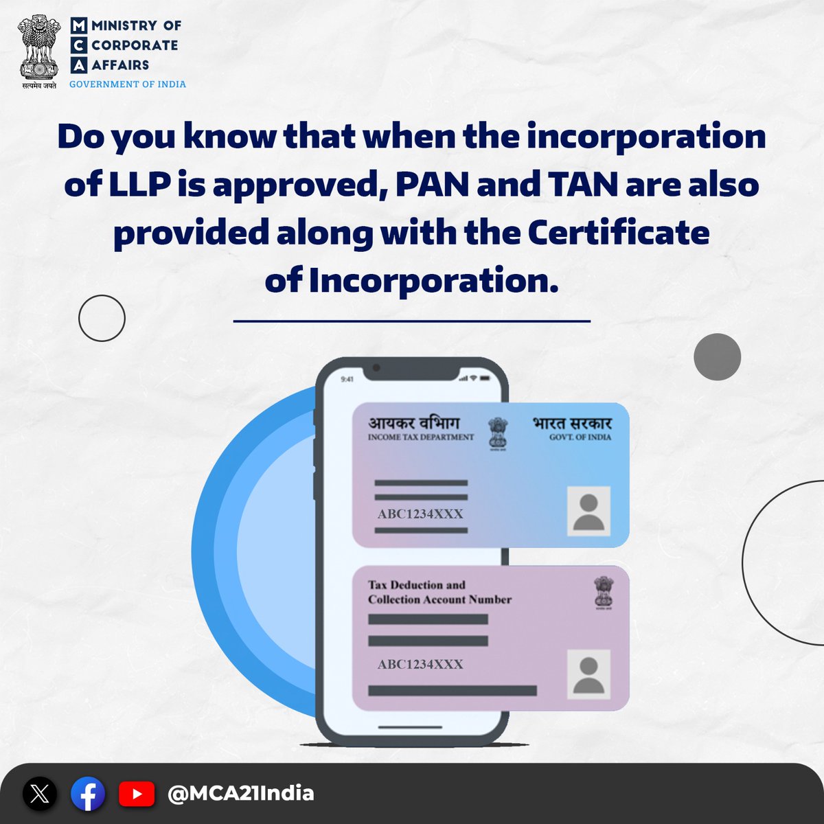 LLP incorporation – Do you know that alongside the Certificate of Incorporation, you also receive PAN and TAN for your venture? Simplifying the path to success, one detail at a time. #EaseOfDoingBusiness #LLP #Incorporation #PAN #TAN