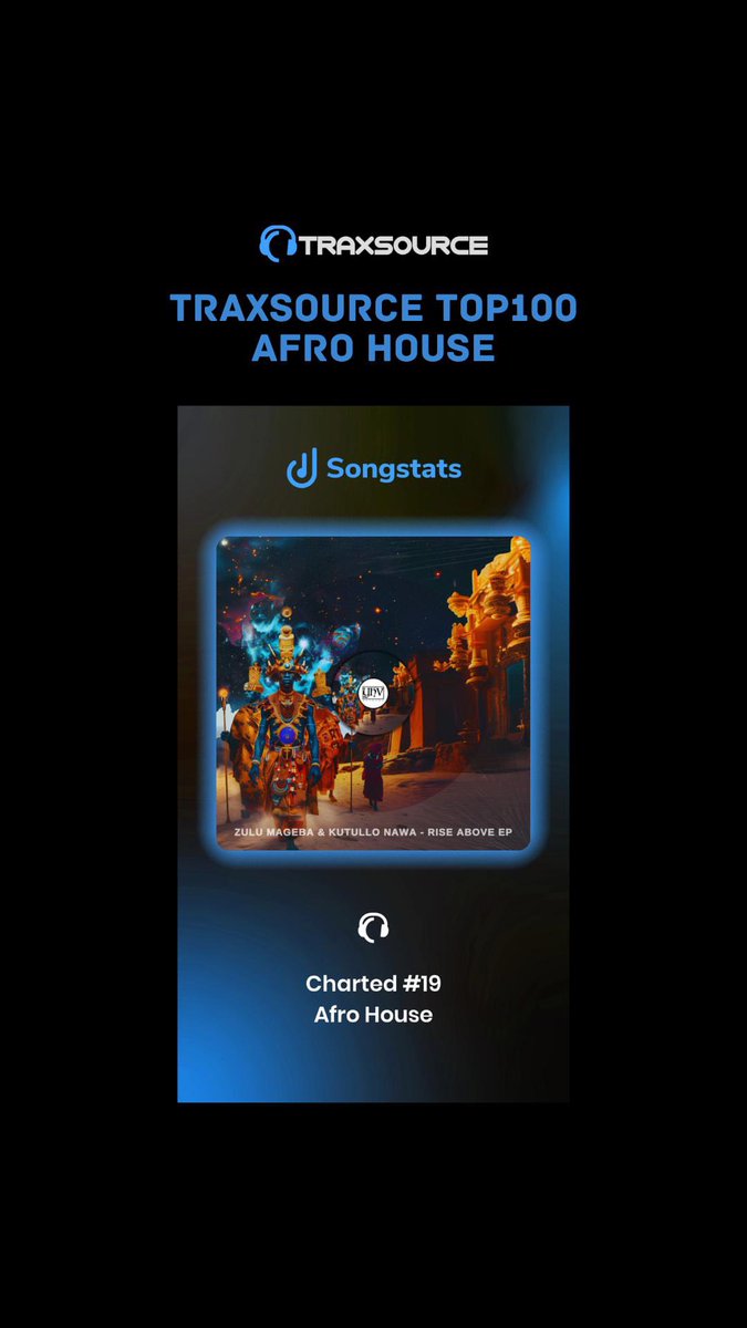 Another achievement unlocked 🥳

#RiseAboveEP Charted number 19 on the @traxsource Top 100 Afro House 🙏🏾❤️

Thank you for the support 🙌🏽

tr.ee/rObHlT1qJp