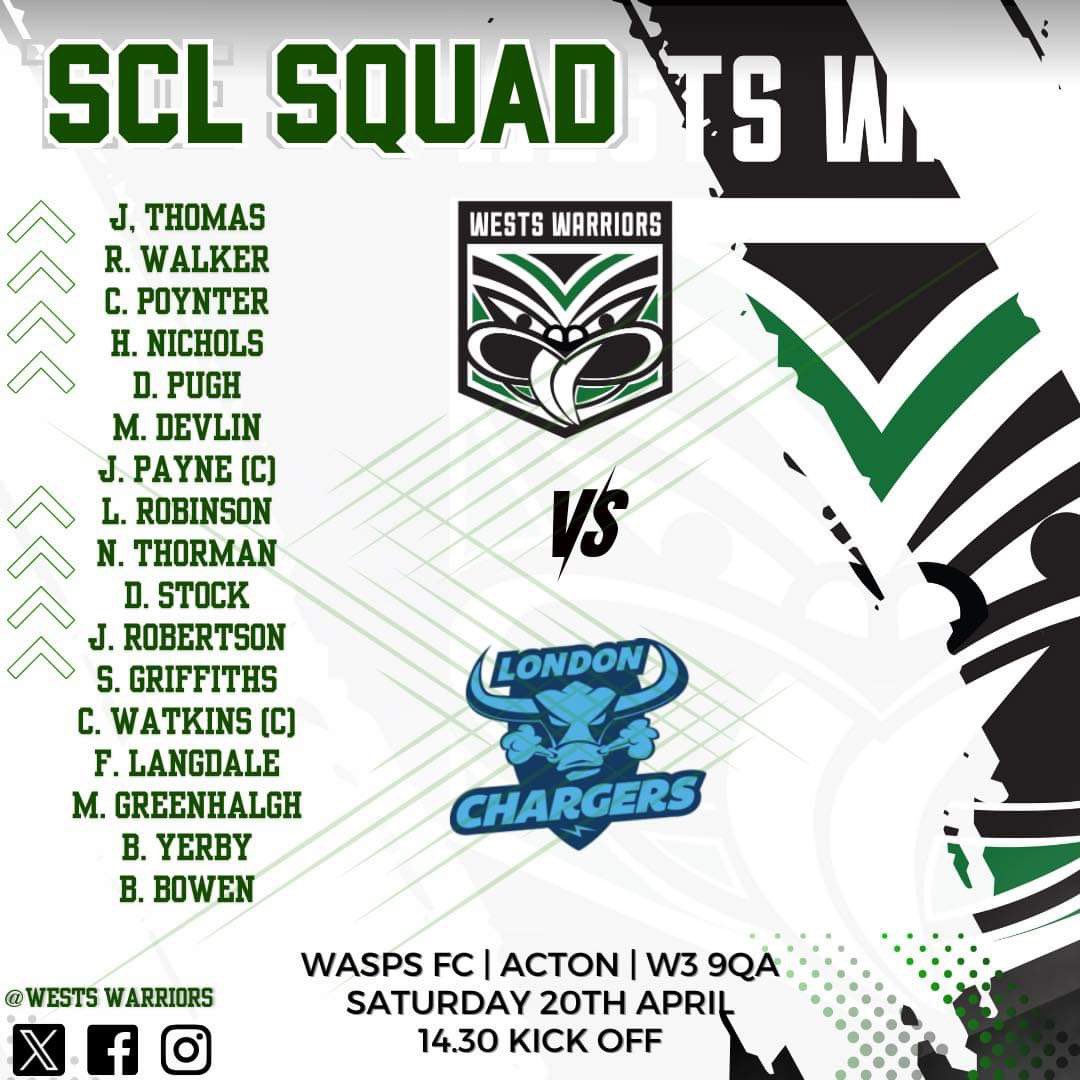 Our first double header of the season vs.  our old rivals <a href="/LonChargersRL/">London Chargers RL</a> 

Guaranteed to be a great day out with plenty of action, beers and food! Get down to <a href="/WaspsFC/">Wasps Football Club</a> to watch. 

#londonrl #upthewahs