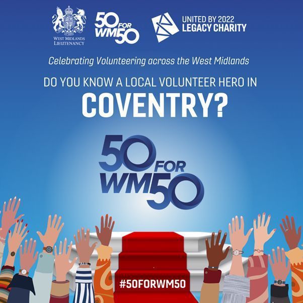 Nominate a volunteer from Coventry who should be celebrated for making an impact in the city to be recognised as part of the 50forWM50 campaign which celebrates the 50th anniversary of the creation of the West Midlands county and Lieutenancy!

buff.ly/3Jn4L2D
