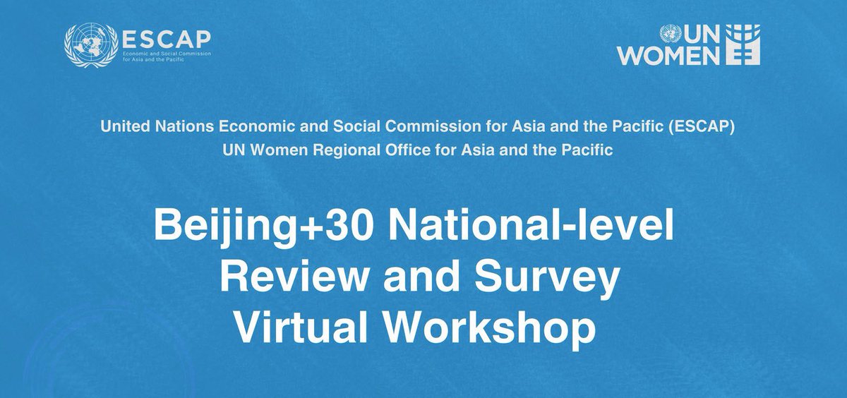Over 100 government representatives from countries across Asia-Pacific joined a virtual workshop on the preparation of national reports for the #Beijing30 review process.    hosteded by @un_women & @unescap. Read more: unwo.men/iie650RhRQ3