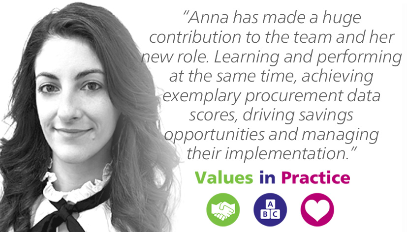 Congratulations to our April #ValuesInPractice award winner Anna Falzarano! Anna has shown such commitment to her new team and our customers, all while achieving her Level 4 CIPS. Nice one Anna! #Integrity #Simplicity #Caring