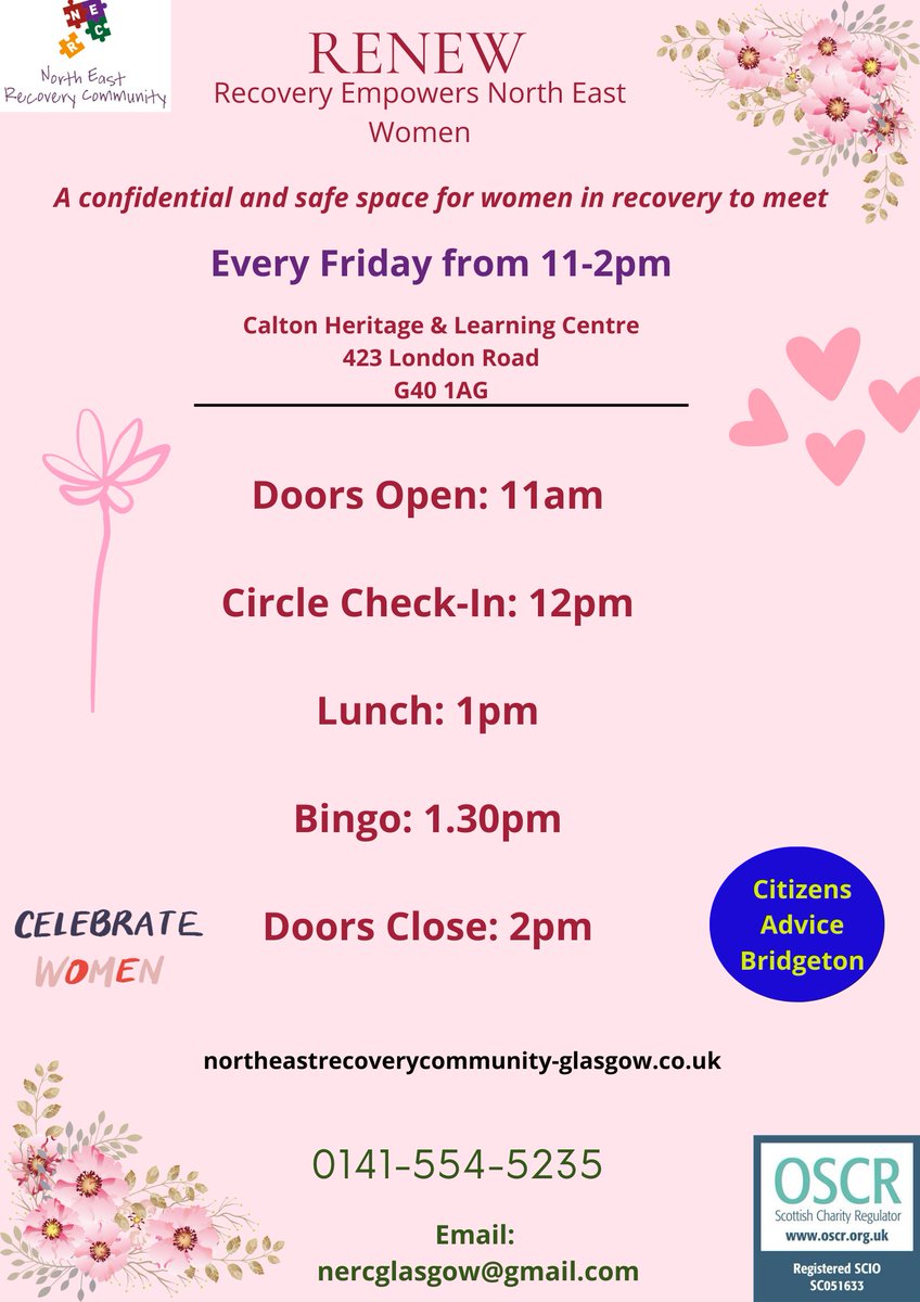 RENEW Women's Recovery Café is open today from 11am-2pm. Join us for a wellbeing check-in, lunch and bingo @WithYouNEHub