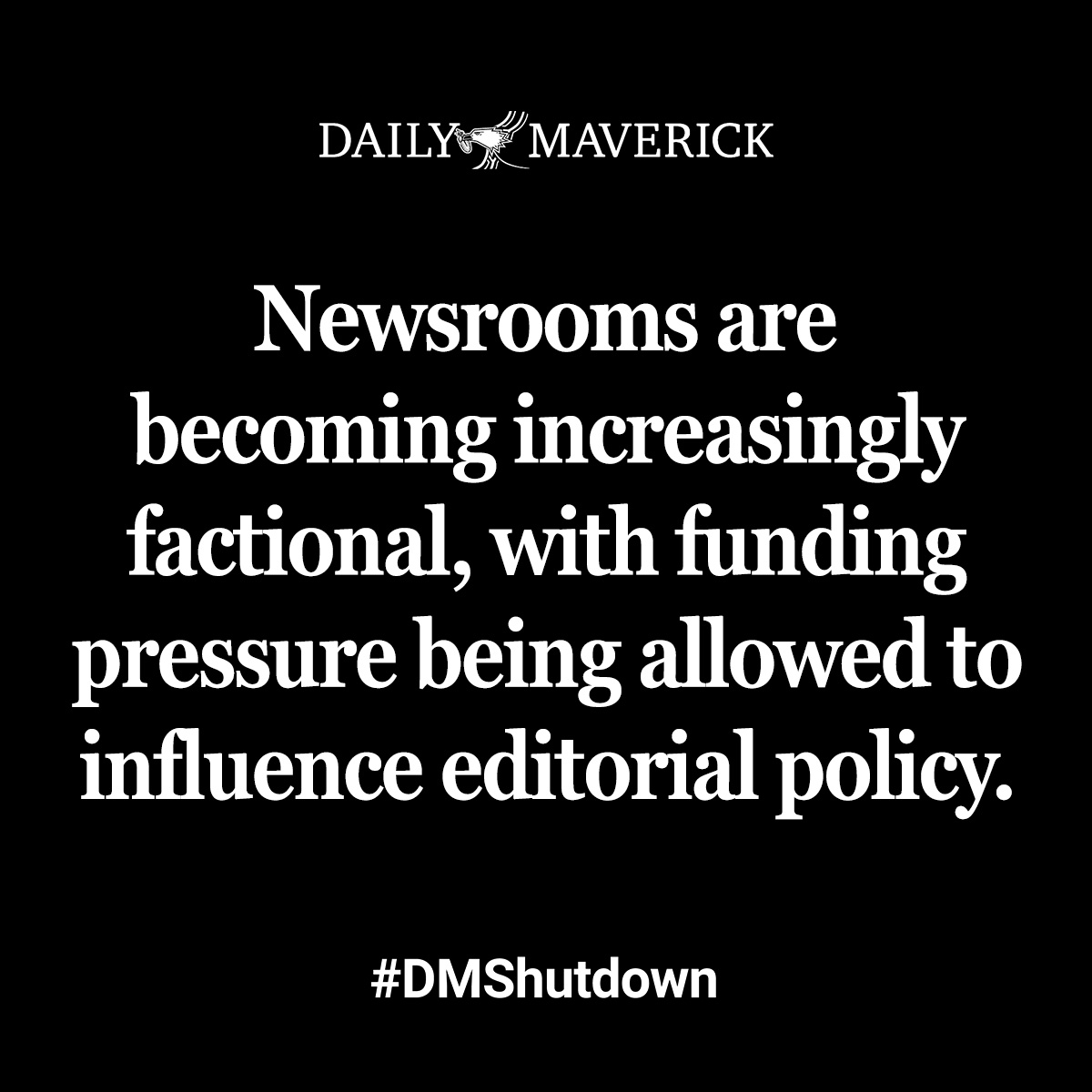 dailymaverick's tweet photo. #DMShutdown: The facts.
Know more. Know better.
Only with good journalism.
Visit our website to support journalism: https://t.co/19riMrK1Ow https://t.co/zzv7tlXJdX