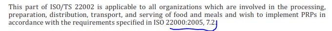 How possible is it that a valid document (ISO/TS 22002-2:2013) refers to an obsolete document (ISO 22000:2005)? Doesn't that invalidate the valid document? 
@isostandards @KEBS_ke Kindly explain.