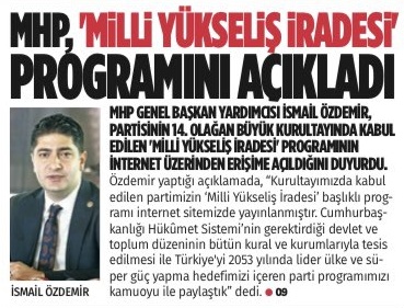 'Cumhurbaşkanlığı Hükûmet Sistemi’nin gerektirdiği devlet ve toplum düzeninin bütün kural ve kurumlarıyla tesis edilmesi ile Türkiye'yi 2053 yılında LİDER ÜLKE VE SÜPER GÜÇ yapma hedefimizi içeren parti programımızı kamuoyu ile paylaştık.' MHP Genel Başkan Yrd. @ismailozdemirrr