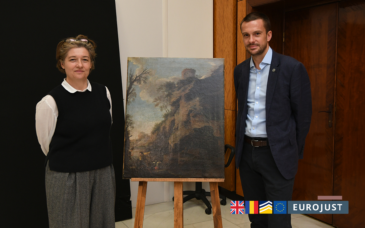 🖼️ Found: Stolen 17th century Baroque painting The Italian landscape was recovered by Romanian authorities & returned to the United Kingdom with the support of #Eurojust & @Europol. Full story 👉 eurojust.europa.eu/news/stolen-ba…