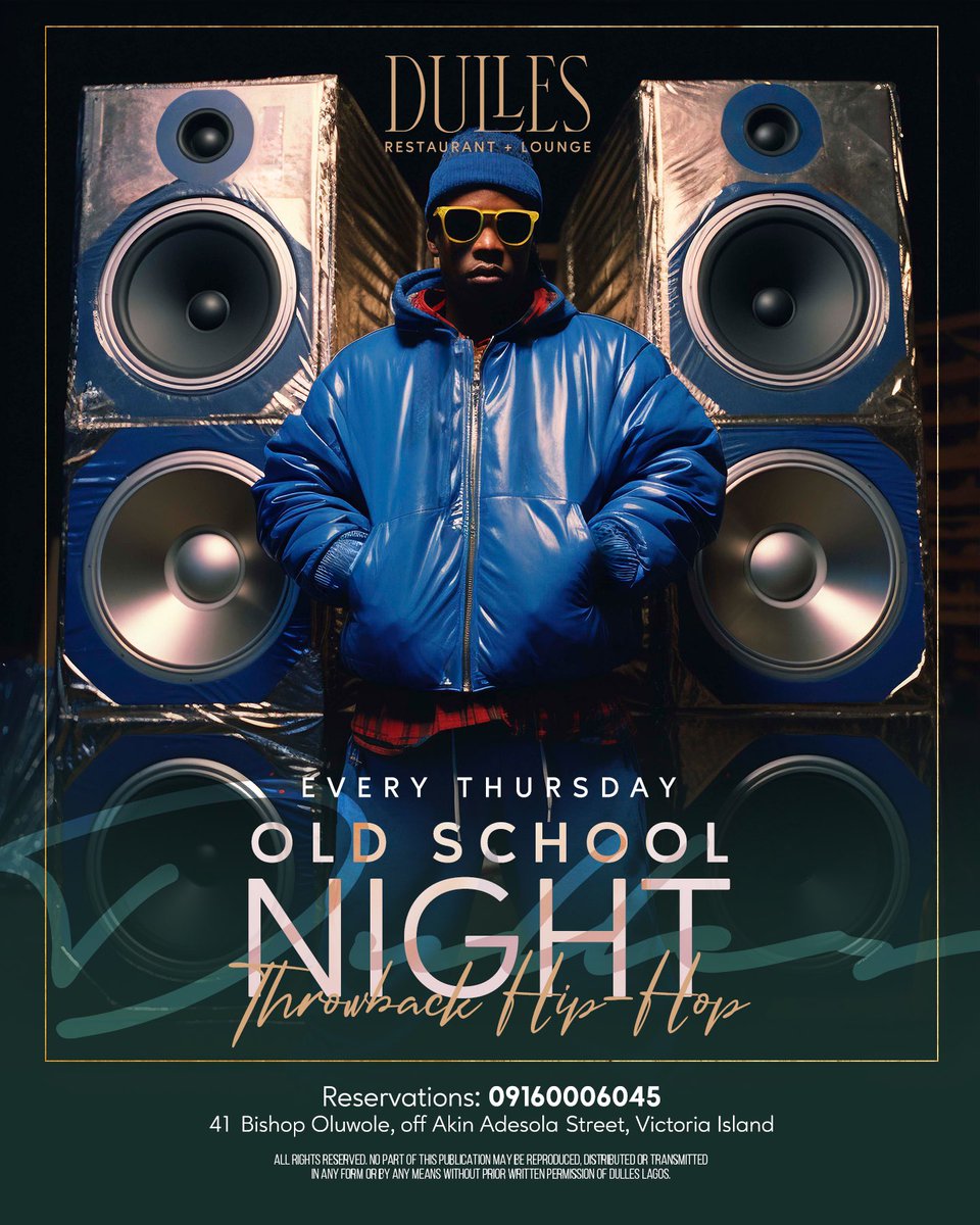 only_mannie's tweet photo. Make sure you don't miss out on Vintage and Old School Night at #DullesLagos every Thursday! Enjoy the finest DJ mixes, a funky ambiance, and delicious food.

Location: 41 Bishop Oluwole St, off Akin Adesola Street, V.I

For more details, visit:
https://t.co/l14Um5QS4p https://t.co/Si7ytUS9uj