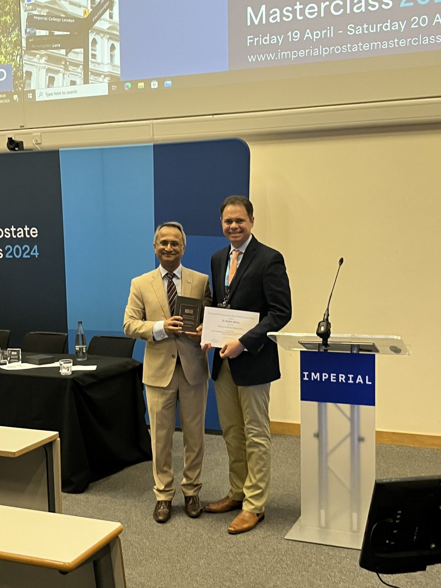 Imperial Prostate (@ip_london) on Twitter photo Congratulations to <a href="/ALDCAbreu/">Dr Andre Abreu</a> who wins the Dr Subhash Arya Award for Best Prostate Cancer Paper for his prospective multicentre evaluation of patient-reported outcomes after focal therapy 🎉 Presented by Mr Manit Arya 🏆 Congratulations to <a href="/ALDCAbreu/">Dr Andre Abreu</a> who wins the Dr Subhash Arya Award for Best Prostate Cancer Paper for his prospective multicentre evaluation of patient-reported outcomes after focal therapy 🎉 Presented by Mr Manit Arya 🏆