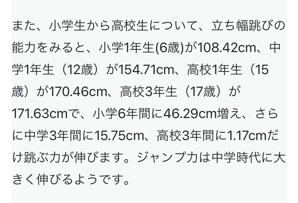 え？じゃあ私立ち幅跳び小学一年生以下？