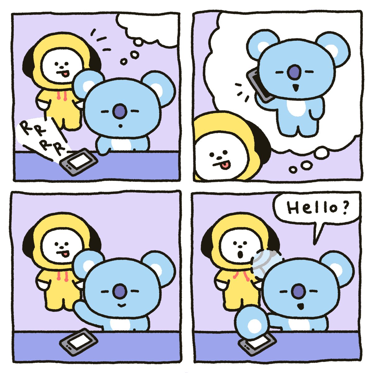 プルルルル📞 KOYAが電話に出る方法 #BT21 #イラスト #おもしろ画像 #電話