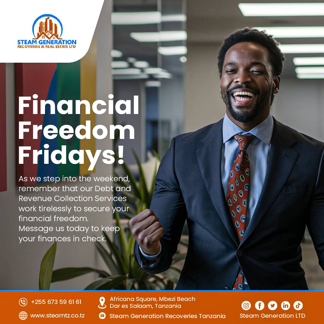 🎉 Financial Freedom Friday! Unlock the potential of your finances with our expert debt and revenue collection services. Say goodbye to financial stress and hello to peace of mind.

#FinancialFreedom
#DebtCollection
#RevenueRecovery