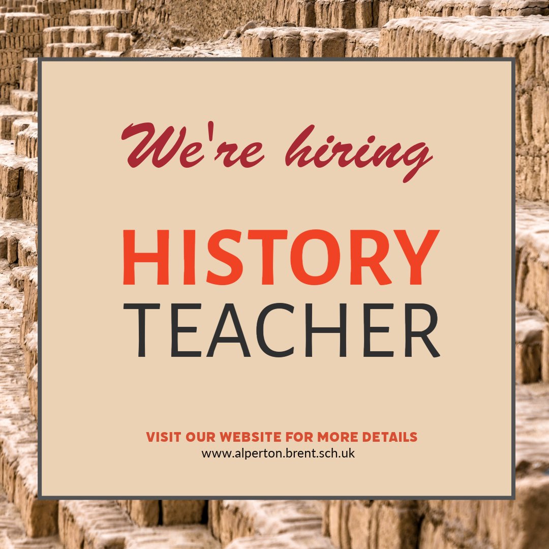 We are looking for a History Teacher to join our friendly and dedicated team. Closing date: 28 April. For more details about the role and how to apply, please visit our website: bit.ly/3ww8VfT #hiring #teacher #Brent