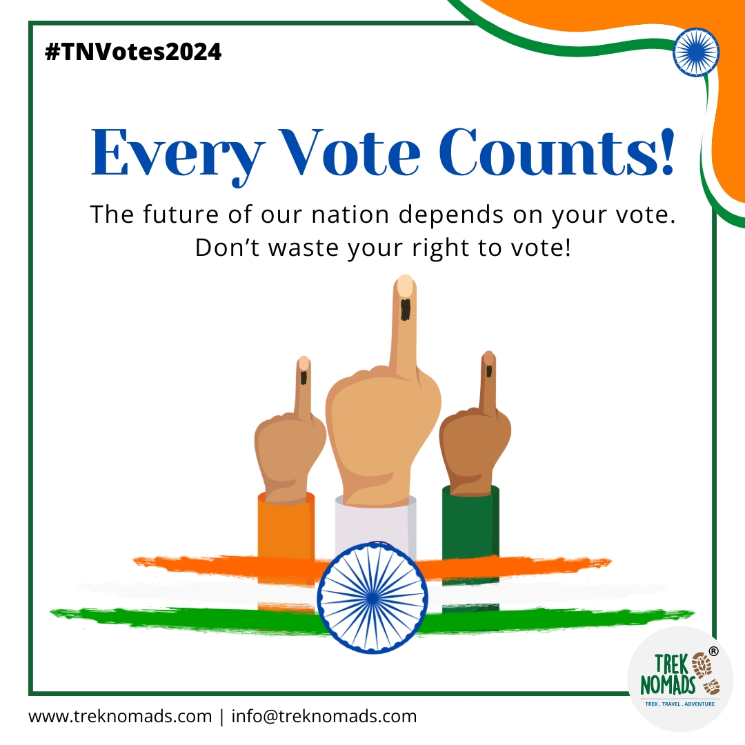 It's NOW OR NEVER! The future is in your hands. Don’t forget to vote!

#Elections2024 #LokSabhaElections2024 #IndianElections
#Indiavotes2024 #TrekNomads #TrekTravelAdventure