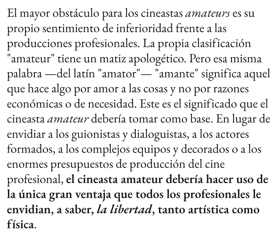 Maya Deren, sobre ser cineasta amateur vs profesional.