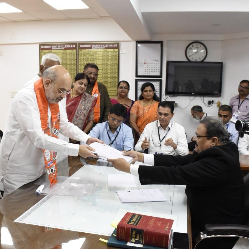 Amit Shah files nomination papers for Gandhinagar Lok Sabha seat