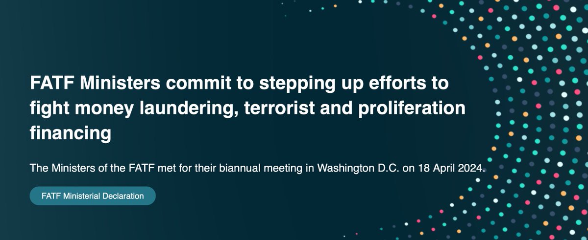 Ministers of the Financial Action Task Force (#FATF) met for their biannual meeting in Washington D.C., on 18 April 2024 - Here is the Declaration of the FATF Ministers - fatf-gafi.org/en/the-fatf/mi… 
<a href="/FATFNews/">FATF</a> #AML #financialintegrity #inclusion