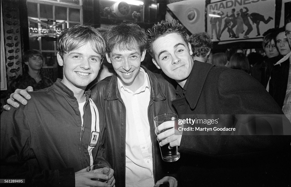Anthony McPartlin and Declan Donnelly (aka PJ and Duncan, and Ant and Dec) with DJ Steve Lamacq in Dublin Castle, Camden (1994)
