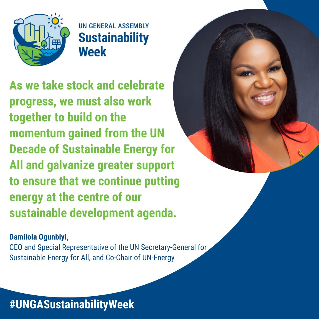 Today at #UNGASustainabilityWeek, the @UN_PGA will convene the global stocktaking marking the completion of the @UN Decade of Sustainable Energy for All, and accelerate action towards #SDG7.

You can follow this event virtually via @UNWebTV from 10am ET: webtv.un.org/en/asset/k1z/k…