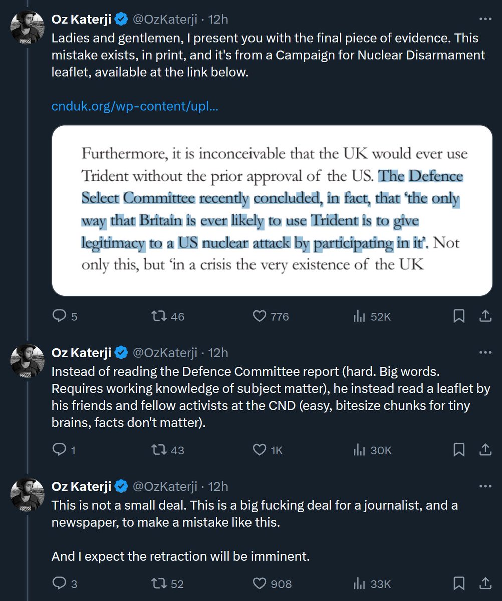 If, like me, you're blocked by Oz Katerji, here are screenshots of his epic takedown of Owen Jones from yesterday. (1/3)