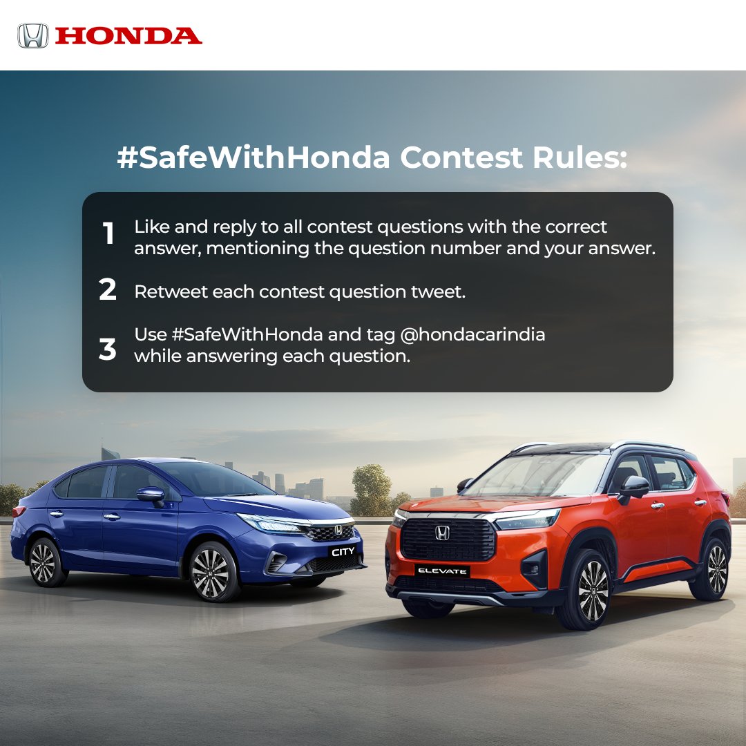 The rules of the #SafeWithHonda are simple. Read them carefully before participating. Terms and Conditions: bit.ly/HondaContest_T…