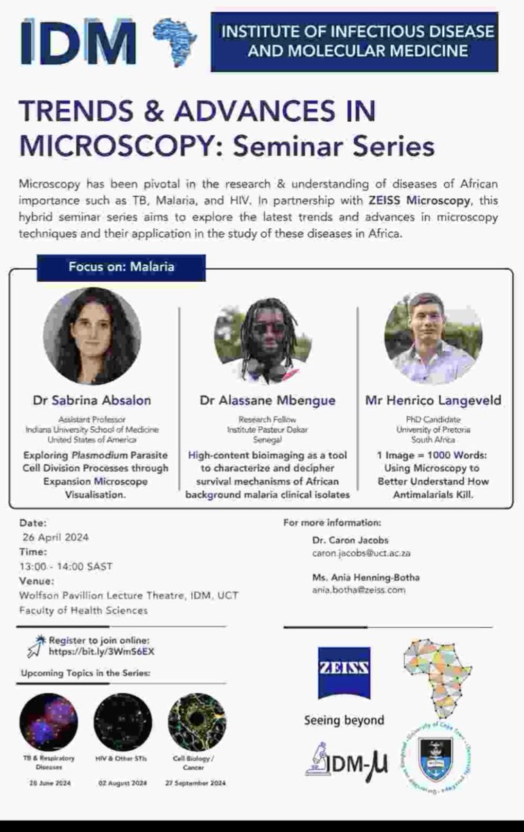 A true honor to share on Malaria Day the virtual stage with Dr. Mbengue and Dr. To be Langeveld where we will share how we use advanced imaging to investigate Malaria Pathogenesis. @zeiss_micro @parasitesrule @PiParasitology
