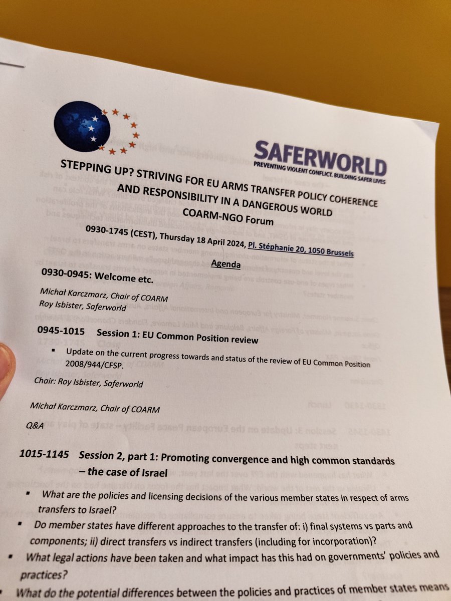 It was a pleasure to participate in the COARM-NGO Forum convened in Brussels this week by @Saferworld.

We discussed EU regulatory coherence for arms exports with state representatives. I thank the organizers for the invitation.