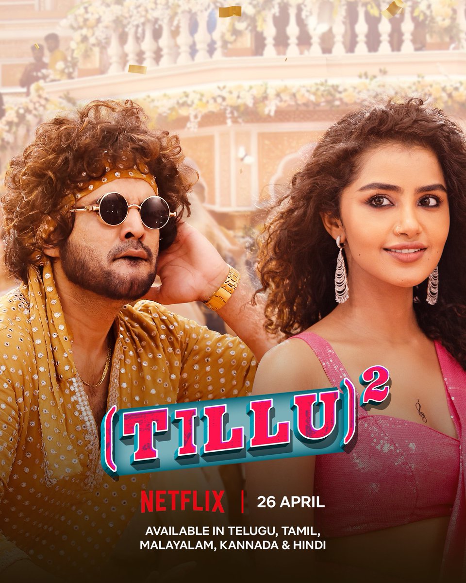 Telugu film #TilluSquare will premiere on Netflix India on April 26th. Also in Tam, Mal, Hin, Kan.