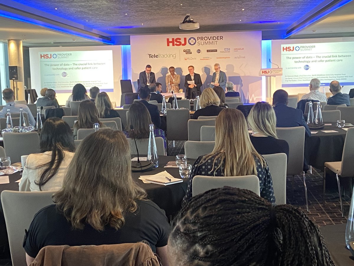 Day 2 of the #HSJProvider Summit has kicked off with an interesting session focused the power of data – The crucial link between tech & safer patient care. Panellists: @nosuji01, Lee Bond @HullHospitals & Prof. Ted Baker @theHSSIB. Special thanks to our session partner @gs1uk