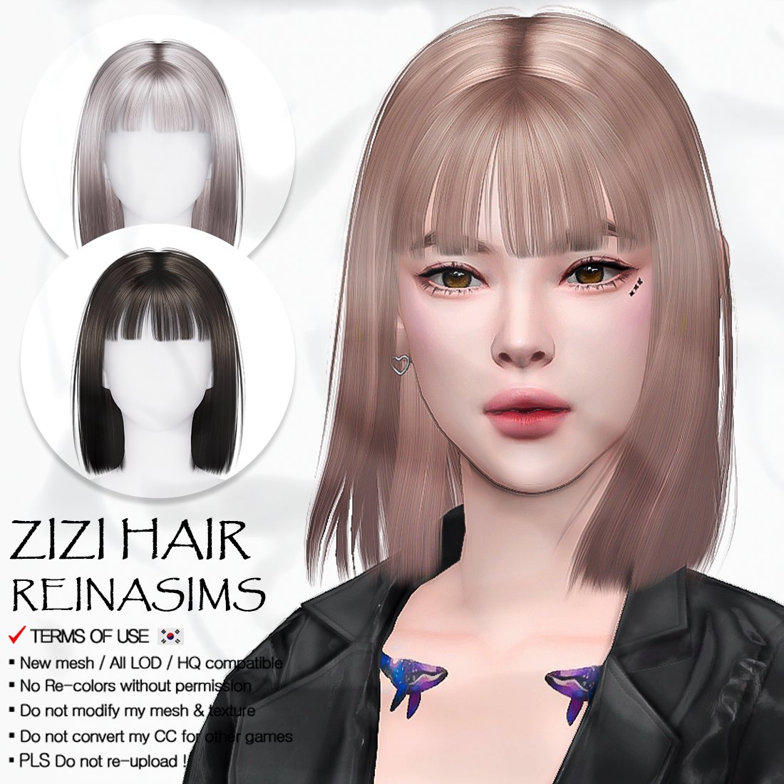 [심즈4 헤어] Reina - 83 Zizi hair (TSR)
thesimsresource.com/downloads/1667…