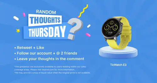 Mobvoi_Official's tweet photo. #RandomThoughtsThursday #Giveaway
#HappyHumorousDay! 😄 Let's brighten up our day with a good laugh! Whether you're watching a #comedy show or hosting a hilarious #party with #friends.✨

👉What's your go-to activity for a guaranteed #laugh?

🎁:One winner for a #TicWatchE3 https://t.co/kmv6zpadNO