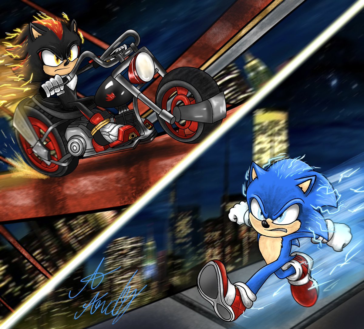 Speed demons 
#FanArtFriday #SonicMovie3 #sonicfanart #SonicMovie #ShadowTheHedeghog