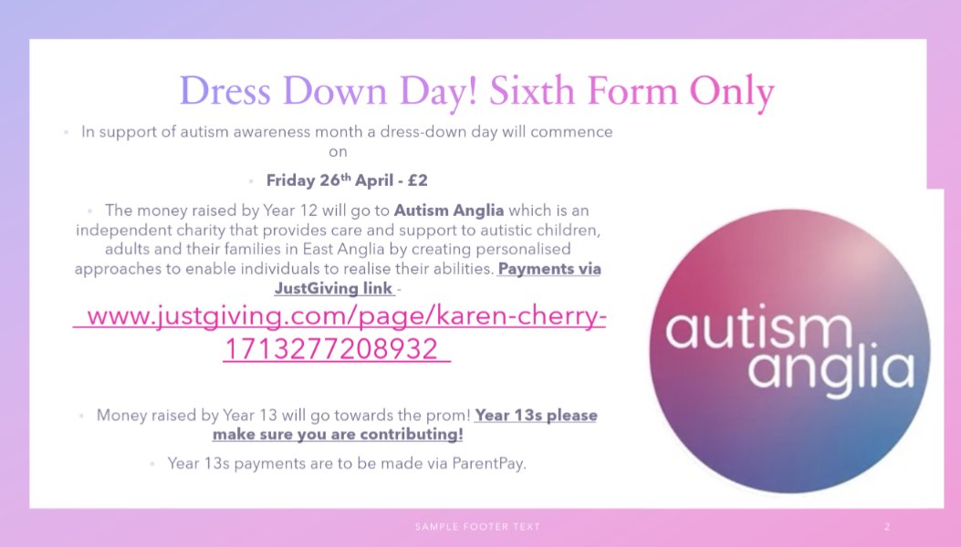 Year 13, please pay via parent pay. 
Year 12, here is the just giving link: justgiving.com/page/karen-che…