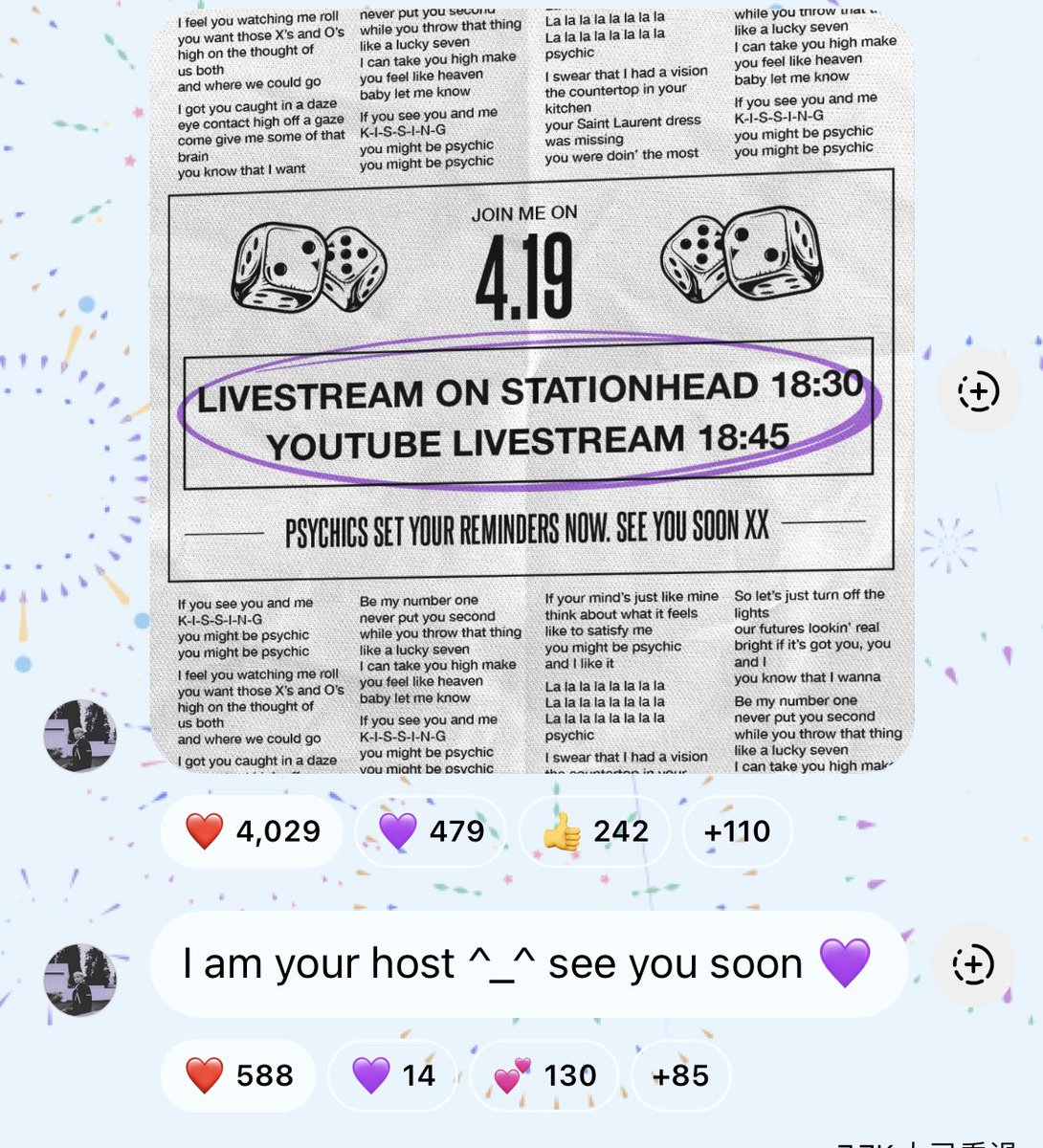 LIVESTREAM ON STATIONHEAD 18:30
YOUTUBE LIVESTREAM 18:45
#LAYZHANG #ZhangYixing #張藝興 #LAY #yixing  #레이 #レイ #장이씽 #อี้ชิง #张艺兴 @layzhang